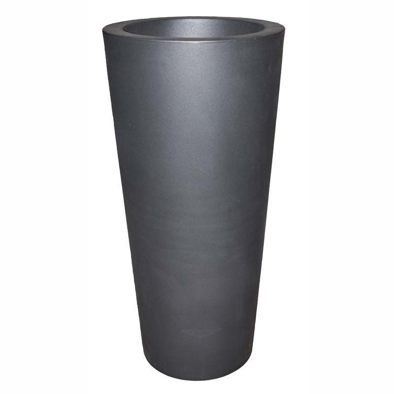 Pflanzkübel Hoch Rund Vase ILIE (Schwarz)