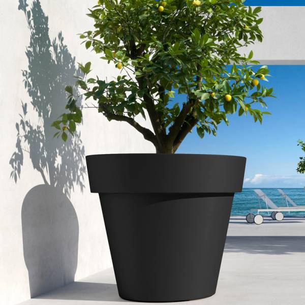 Pflanzkübel aus Kunststoff rund IKON (Schwarz) » Durchmesser 70 cm